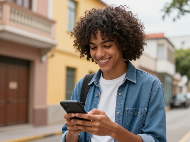 Persona usando Telegram para citas en su telefono